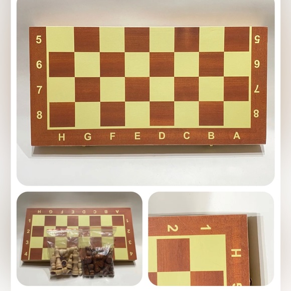 Chess Board Game 32 Wooden Pieces Vintage Wooden Board Man Cave Decor New - Picture 4 of 6